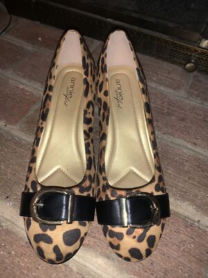 ANNIE COMFORT Drag Queen Leopard Flats New Giada 12 Leopard Print Wedge  tb52