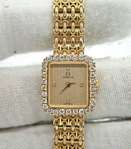 VINTAGE OMEGA 18K YELLOW GOLD DIAMOND 