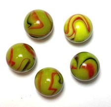 25mm Pack of 5 Triceratops Mega Marble Shooters 1 inch Yellow Mix RETIRED 