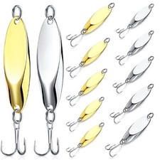 30 Pieces Fishing Spoons Lures Treble Hooks Fishing Spoons Hard Metal Spoon L...