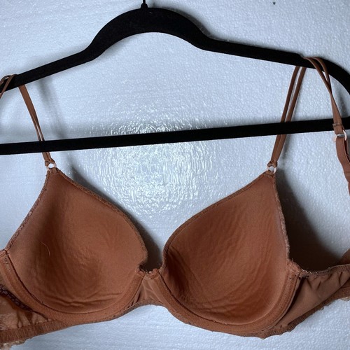 Aerie Size 34 D Orange Lace Underwire Floral Full Coverage Bra Everyday Lined - Picture 4 of 10