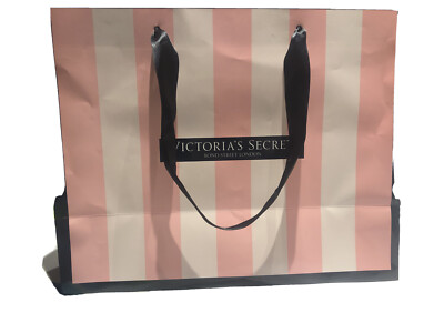 VICTORIAS SECRET PINK STRIPED GIFT BOX/BAG SMALL ''7 X 7 X 3''