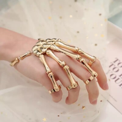 Hand Bones Bracelet Rings Steam Punk Halloween Skull Jewelry Skeleton Ghost Claw