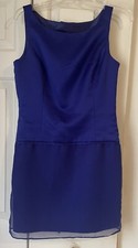 Vera Wang Blue Sleeveless Dress Size 6 Bottom Sheath Cover Side Zip & Buttons