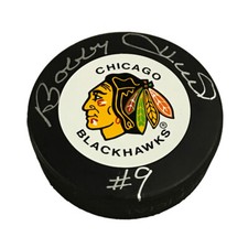 BOBBY HULL Signed Chicago Blackhawks (BIG INDIAN HEAD, SILVER SIGNATURE)