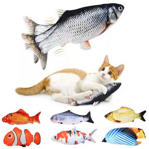 Realistic Interactive Cat Toy Pet 3D Soft Plush Fish Pillow Funny Catnip Toys ♪ - Afbeelding 1 van 22