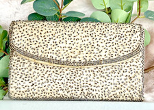 VTG Beige Beaded Evening Clutch Purse w/ Coin Purse, Comb  Mirror