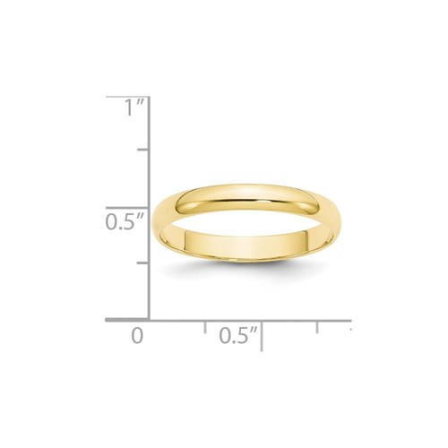 10k Yellow Gold 3mm Lightweight Half Round Wedding Band Ring Size 6 for Women - Picture 3 of 4