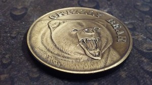 Grizzly Bear antique bronze coin card guard