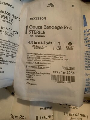 McKesson White Fluff Bandage Roll Sterile 4.5'' x 4.1 Yd 16-4264 17 Ct