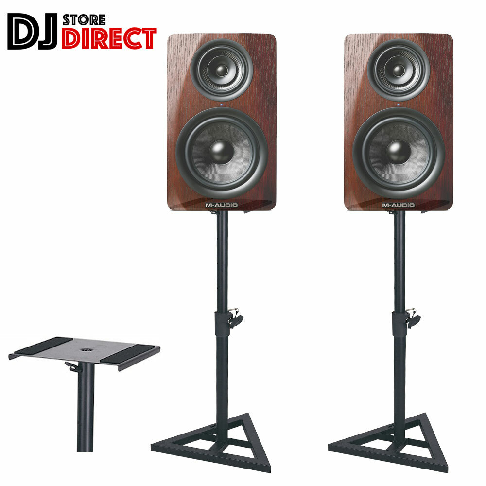 2X QTX Height Adjustable Studio Monitor Speaker Stands Pair HIFI Audio Black