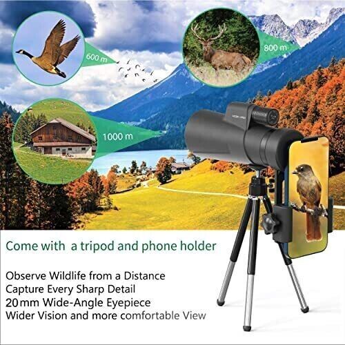 Monocular Telescope 12X50 Outdoor Telescope with Smartphone Adapter for Starg.. - Picture 3 of 6