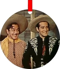 Poncho and the Cisco Kid Christmas Holiday ornament 3 inches round 2 sided