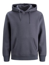 Jack  Jones Men's Plain Hoodie in Grisaille Relaxed Fit 12161145 soft cotton