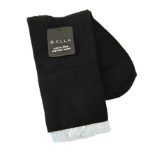 B. Ella Ladies Merino Wool Blend Crew Socks Nia Caviar Black Icy Silver Ruffle