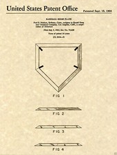 Vintage HOME PLATE US PATENT Art Print READY TO FRAME MLB 1964 Baseball Base