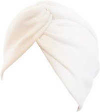 Chemo Sleep Turban Headwear Scarf Beanie Cap Hat for Cancer One Size, White