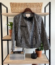 Banana Republic Tweed Asymmetrical Zip Moto Blazer Jacket, 4P