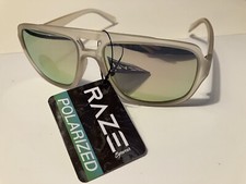 RAZE Eyewear Sunglasses Vegas Polarized 57003 Frosted Tan Mirror Lens