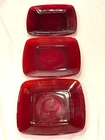 3 VINTAGE ANCHOR HOCKING CHARM RUBY CHERRY RED SALAD LUNCHEON PLATES -FREE SHIP