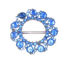 Blue Crystal Belt Buckle 2.1/4 inches in diameter.