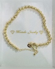 18k Solid Yellow Gold Shiny Beaded Italy Bracelet. 4.38 Grams. 6.5 To 7