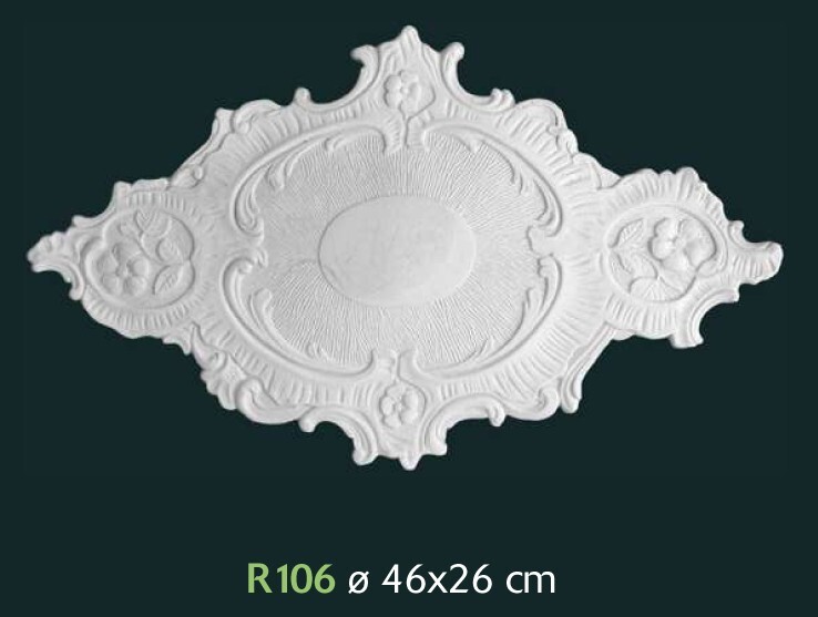 Offerta Rosone Gesso Bianco R106 46x26 cm - Decorazione Economica Lusso