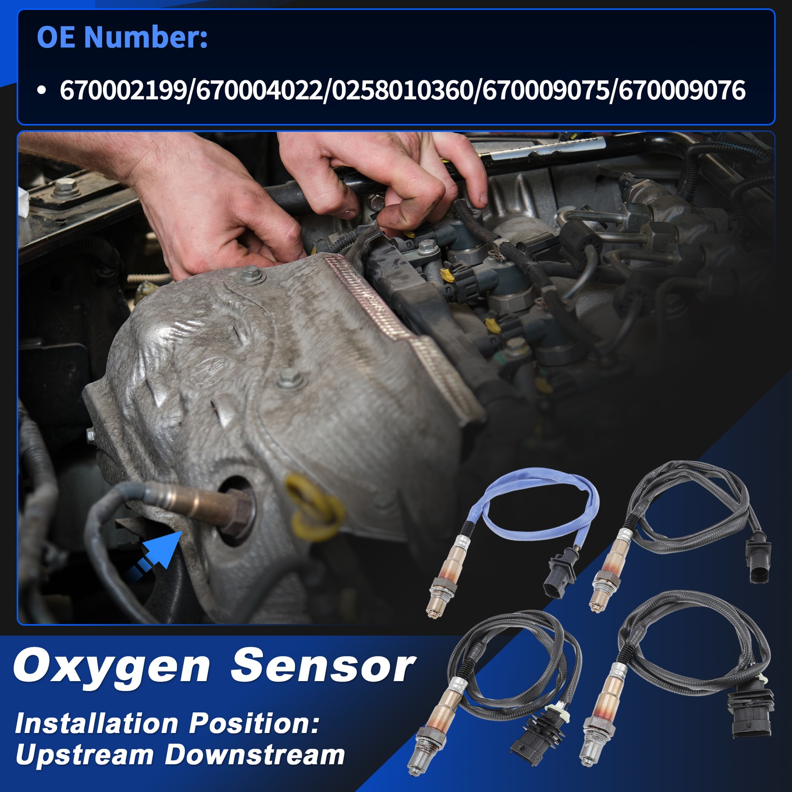 Upstream Downstream Oxygen Sensor for Maserati Ghibli 3.0L 2014-2020 4 Pcs