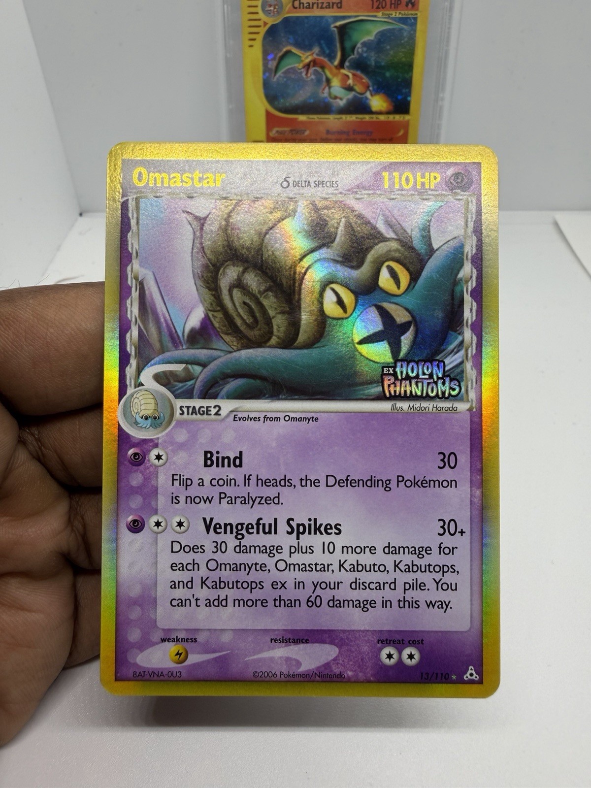 Pokémon Omastar Delta Species # 13 Holon Phantoms Reverse Holo Stamped NM