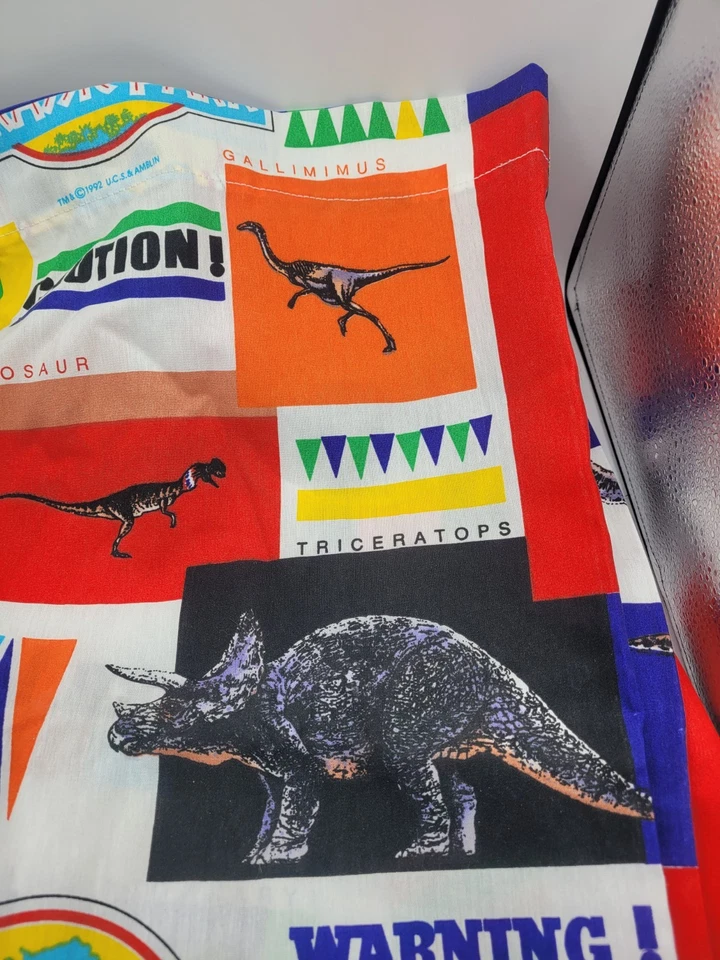 "Sábana plana vintage original 1992 Jurassic Park cama doble 94""X66"" hecha en EE. UU." Foto 3 de 4