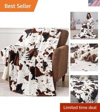 Luxury Fleece Cow Print Throw Blanket 50"x60" - Perfect for Camping  Cuddling