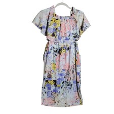 INC International Concepts Floral Butterfly Cotton Dress Purple L