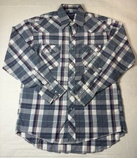 VTG Wrangler Plaid Shirt 16-35 Cowboy Cut X-Long Tails Western Rodeo Pearl Snap