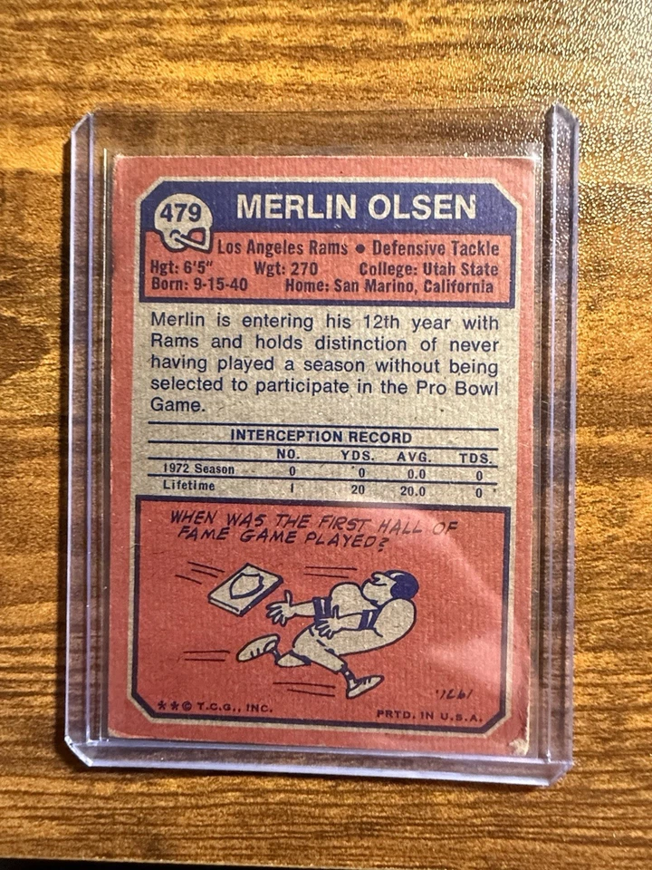 1973 Topps - Merlin Olsen #479 - Image 2 of 2