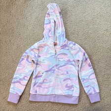 Juicy Couture Kids Hoodie Size 5 Zip Jacket Y2K Swirl Tie Dye Pink Long Sleeve