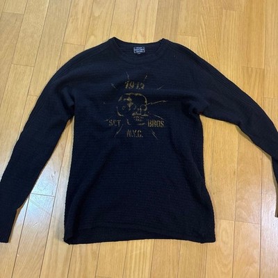 Men's Wear Schott schott Shot Knit Mohair  S Knit Sweater Black Biker y2k
