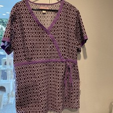 Koi by Kathy Peterson Women's Abstract Print Nurses Scrub Top Size 3Xl