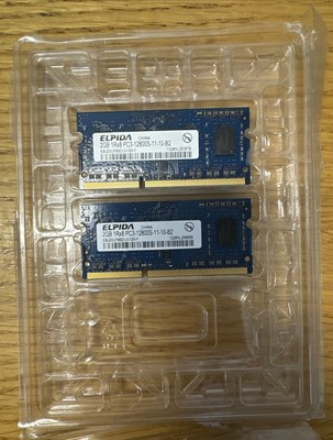 2x Elpida 2GB 1Rx8 PC3-12800S-11-10-B2 RAM  Laptop Memory 4GB Total