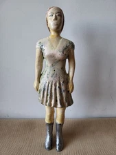 Rare Soviet Era Metal Statue – "Collective Farm Girl" Socialist Realism Art USSR