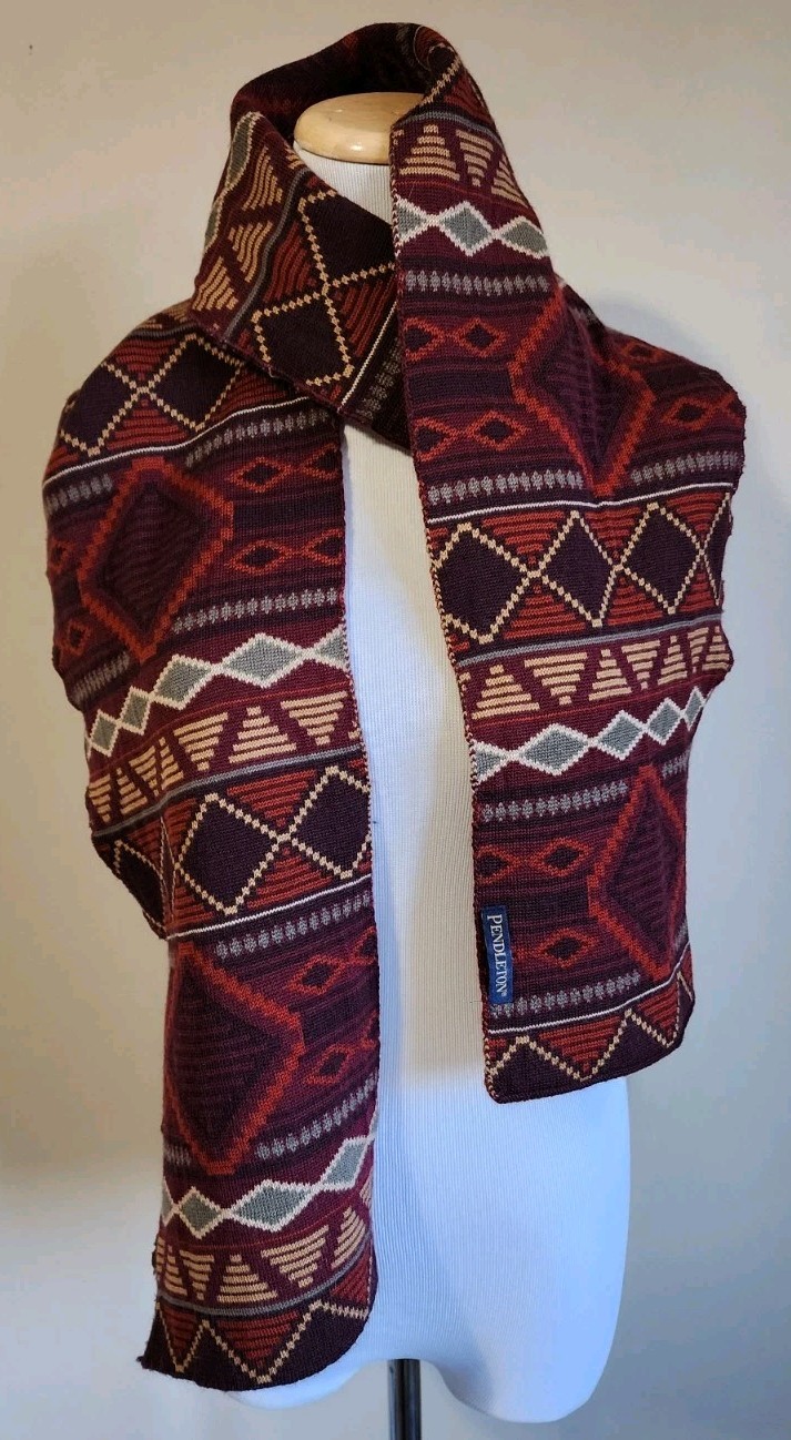 Pendleton Knit Scarf Southwestern Pattern 66" x 8… - image 2