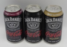 3 different cans 12fl oz cans JACK DANIELS & COCA-COLA, regular, cherry, vanilla
