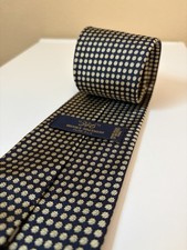 Brooks Brothers Dark Navy Gold Small Floral 100% Silk 346 Made In The USA Tie