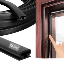 Rubber D-Shape Weather Stripping Door Seal 23FT Self-Adhesive Black