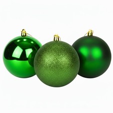 20cm 3Pcs Large Dark Green Baubles Shatterproof Xmas Tree Ornament Hanging Decor