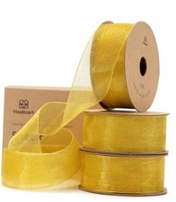 Gold Organza Ribbon for Gift Wrapping 1 inch x 30 Yd 3 Rolls gold 3 rolls