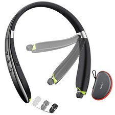 Bluetooth Headset, Neckband Bluetooth Headphones with Retractable Earbuds