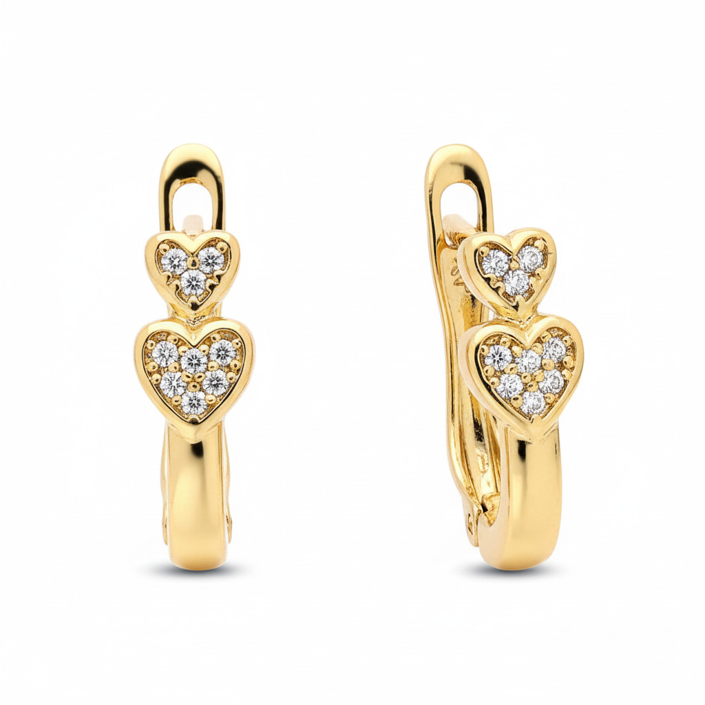 Boucles d'oreilles créoles coeur enfant plaqué or jaune 750 15x10mm