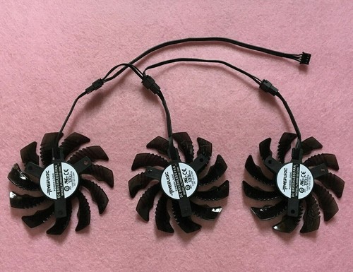Set of 3 Fan Cooler Fan For GIGABYTE RX 5500 5600 5700 PLD08010S12HH 87mm - Afbeelding 2 van 6