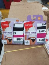 2 Pack, 3 Each, 6 Total, M/6 Hanes Women s Ribbed Cotton Thong , 223