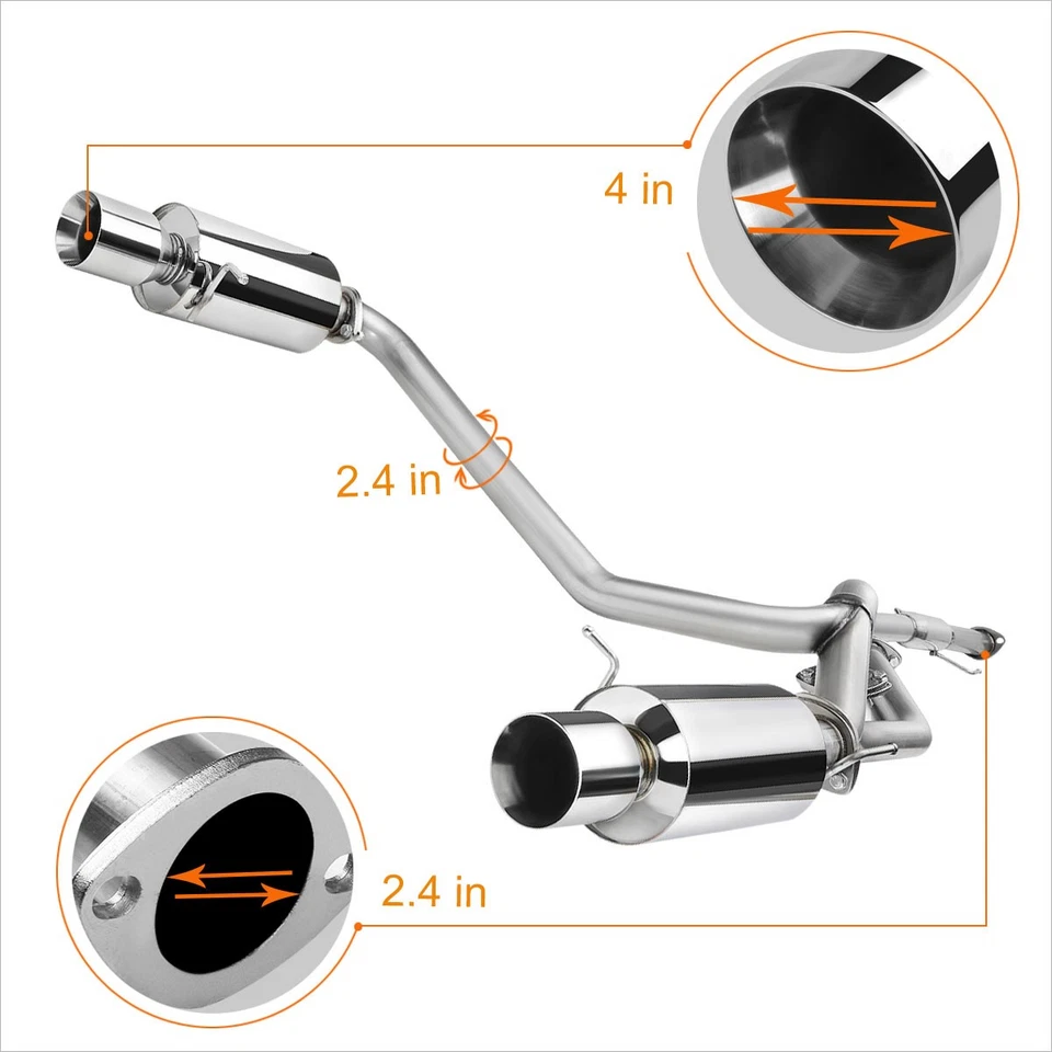 For 07-08 Hyundai Tiburon GK 2.7 V6 Dual 4" Burnt Tip Muffler Catback Exhaust - Image 3 of 4